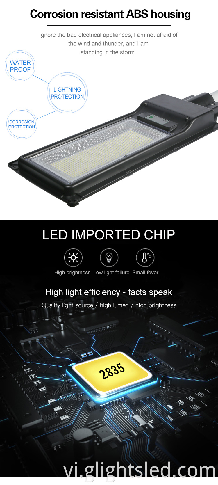 Tiết kiệm năng lượng IP65 Waterproof 100W 200W Tất cả trong một đèn đường LED mặt trời tích hợp